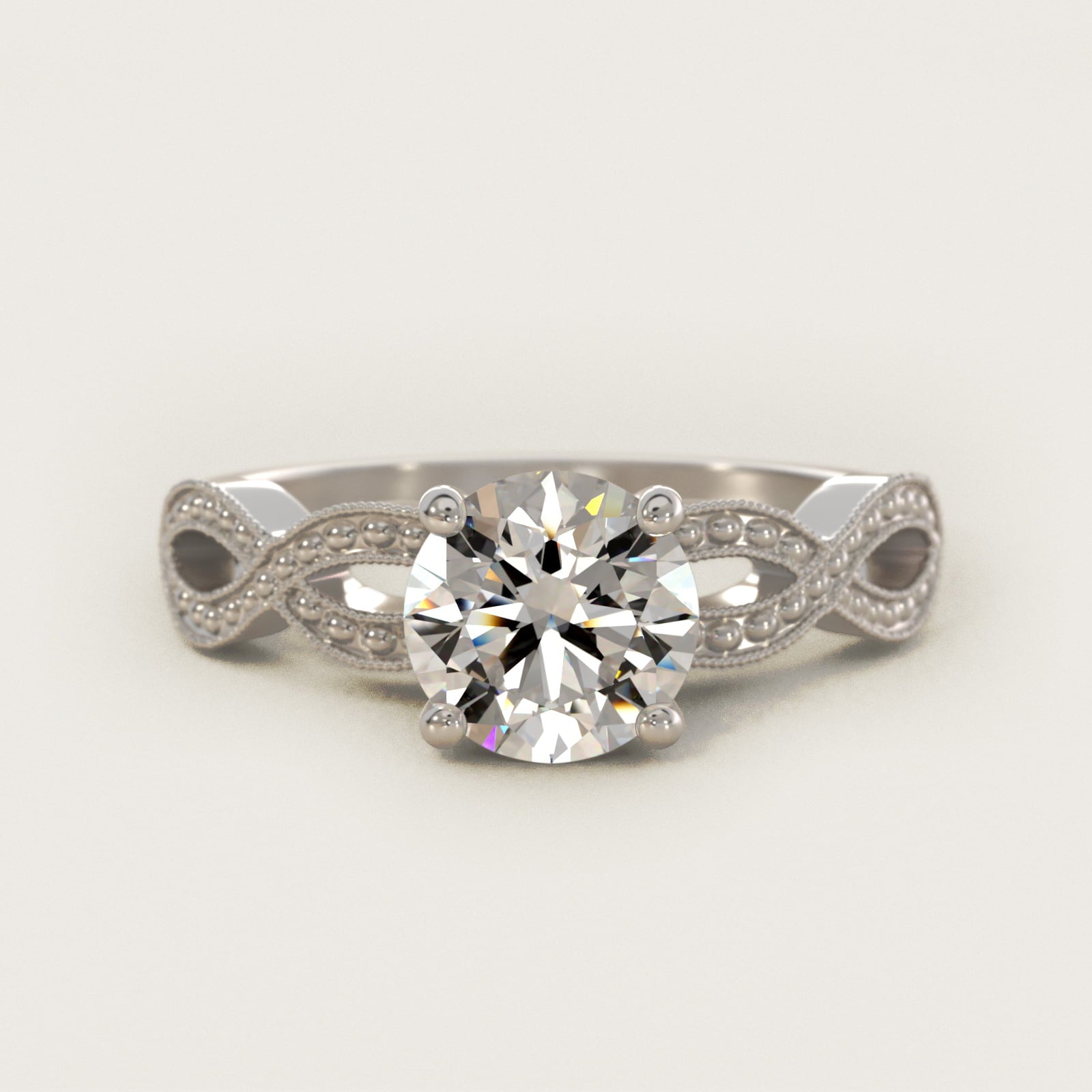 Infinity Vintage-Style Engagement Ring In Platinum By James Allen - Round Center
