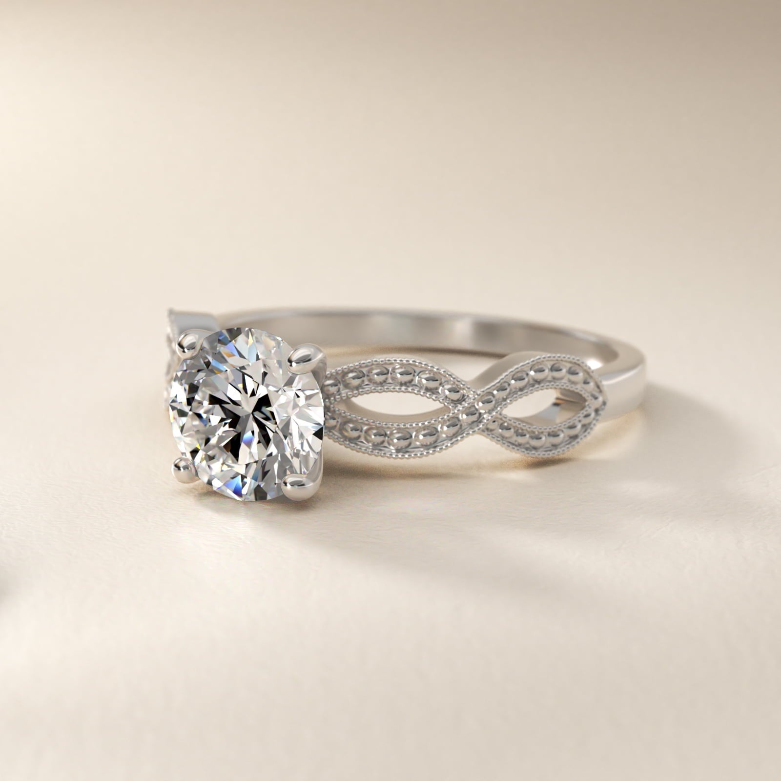 Infinity Vintage-Style Engagement Ring In Platinum By James Allen - Round Center