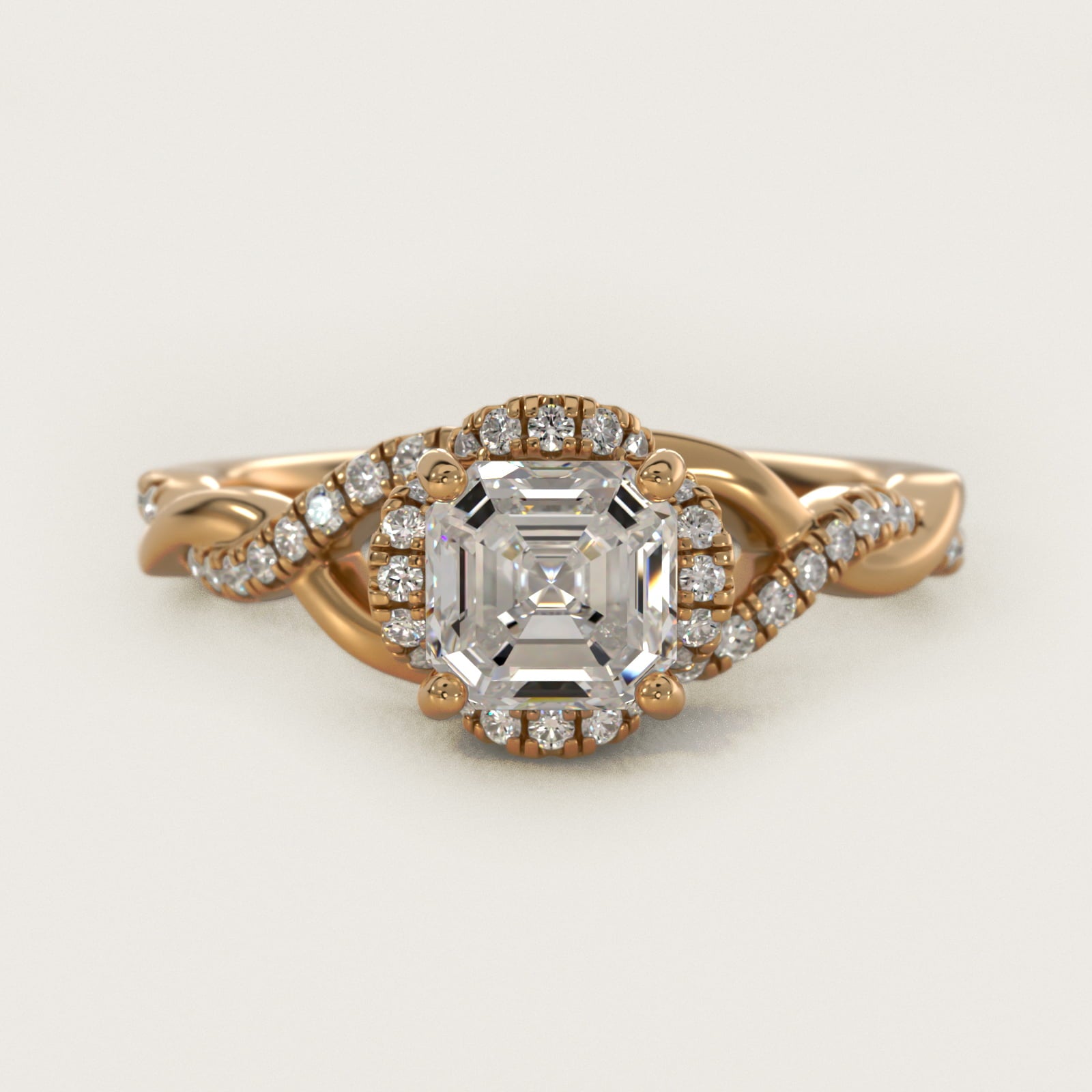 Interlaced PavŽ Halo Vintage-Style Engagement Ring In 14K Yellow Gold By James Allen - Asscher Center