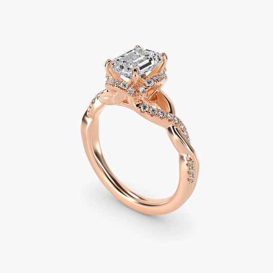 Interlaced PavŽ Halo Vintage-Style Engagement Ring In 14K Rose Gold By James Allen - Emerald Center