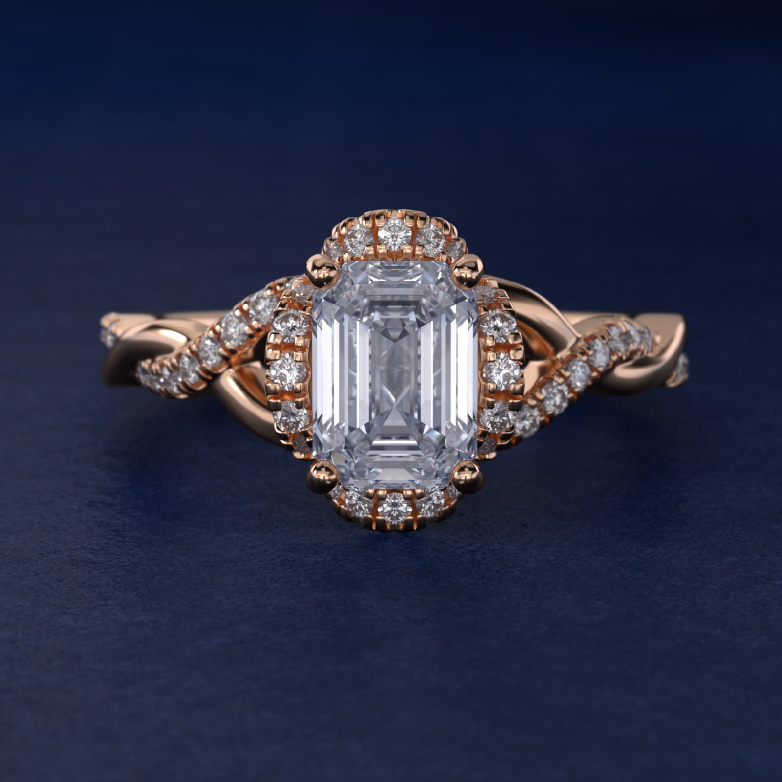 Interlaced PavŽ Halo Vintage-Style Engagement Ring In 18k Rose Gold By James Allen - Emerald Center