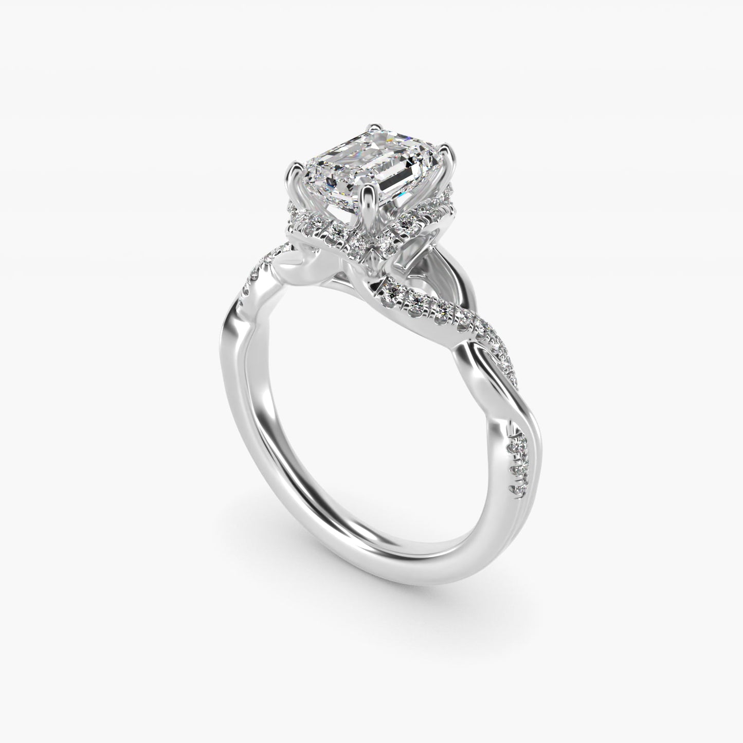 Interlaced PavŽ Halo Vintage-Style Engagement Ring In 14K White Gold By James Allen - Emerald Center