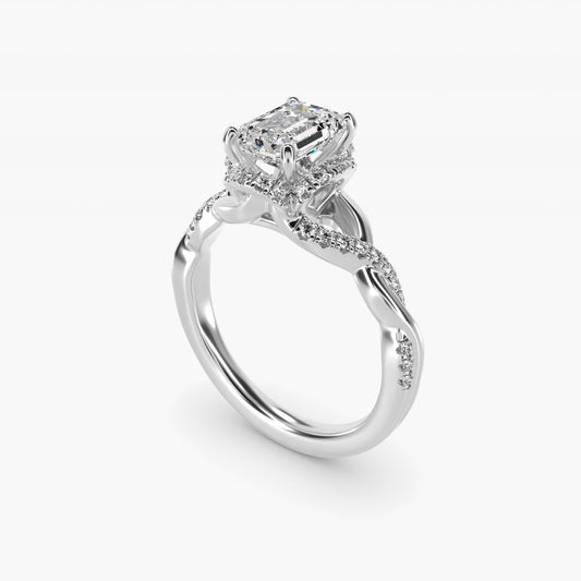 Interlaced PavŽ Halo Vintage-Style Engagement Ring In 14K White Gold By James Allen - Emerald Center