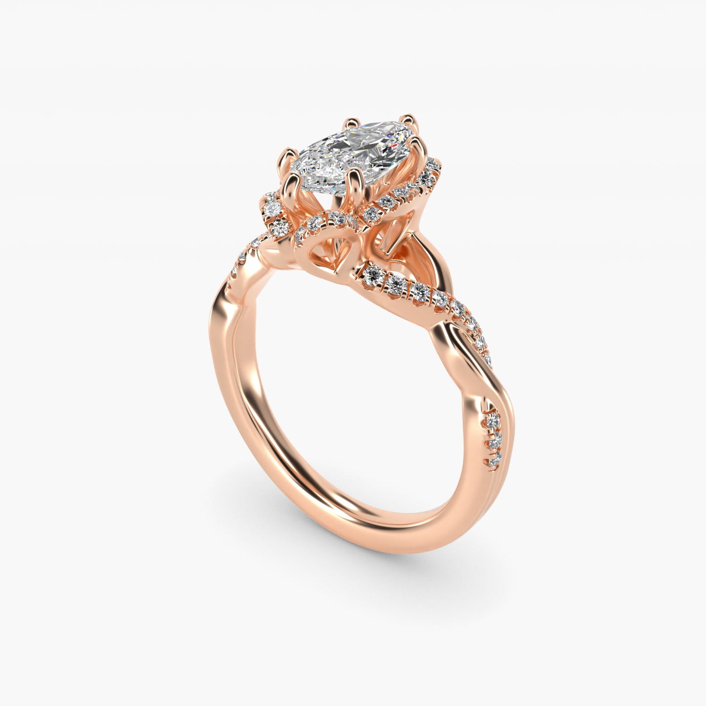 Interlaced PavŽ Halo Vintage-Style Engagement Ring In 18k Rose Gold By James Allen - Marquise Center