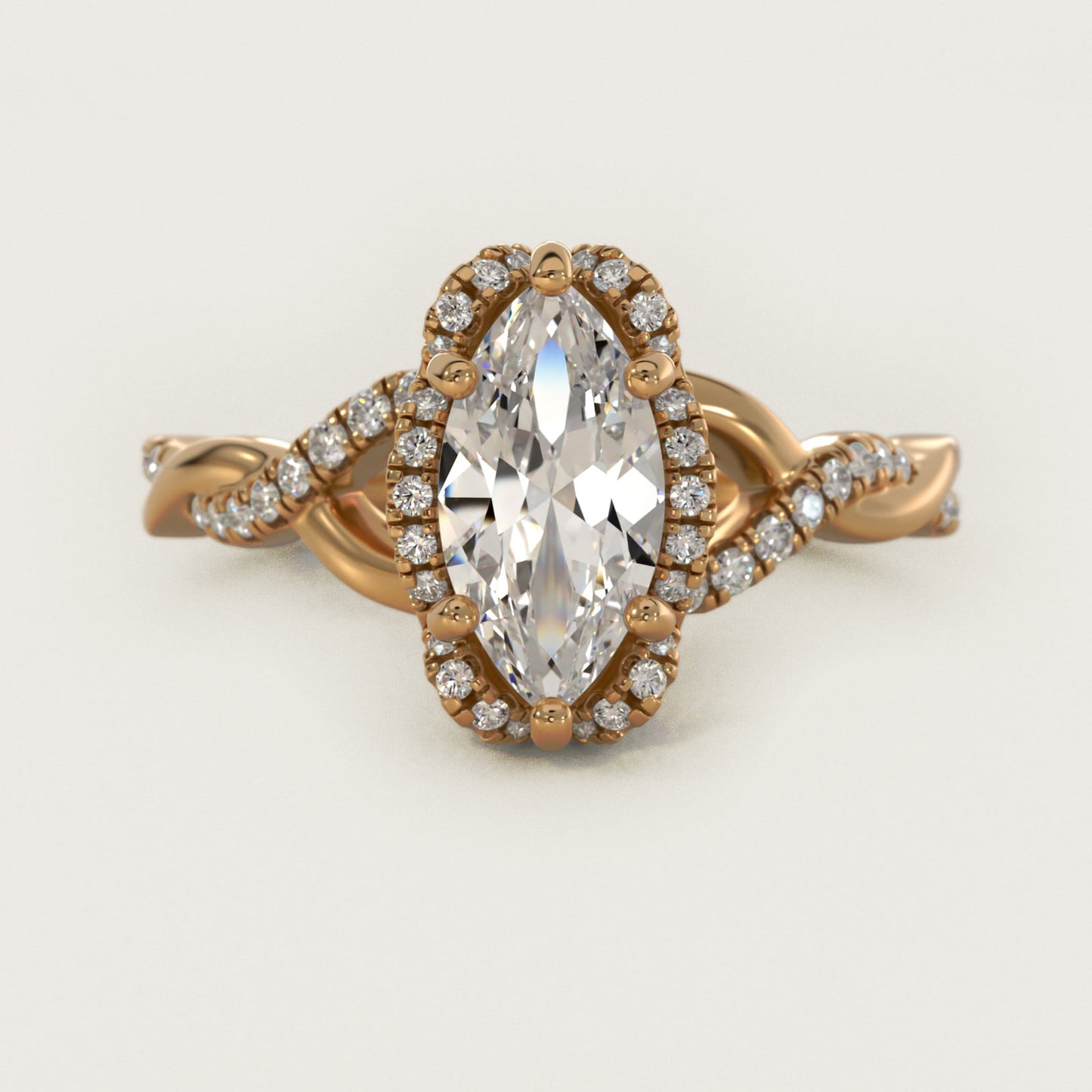 Interlaced PavŽ Halo Vintage-Style Engagement Ring In 14K Yellow Gold By James Allen - Marquise Center