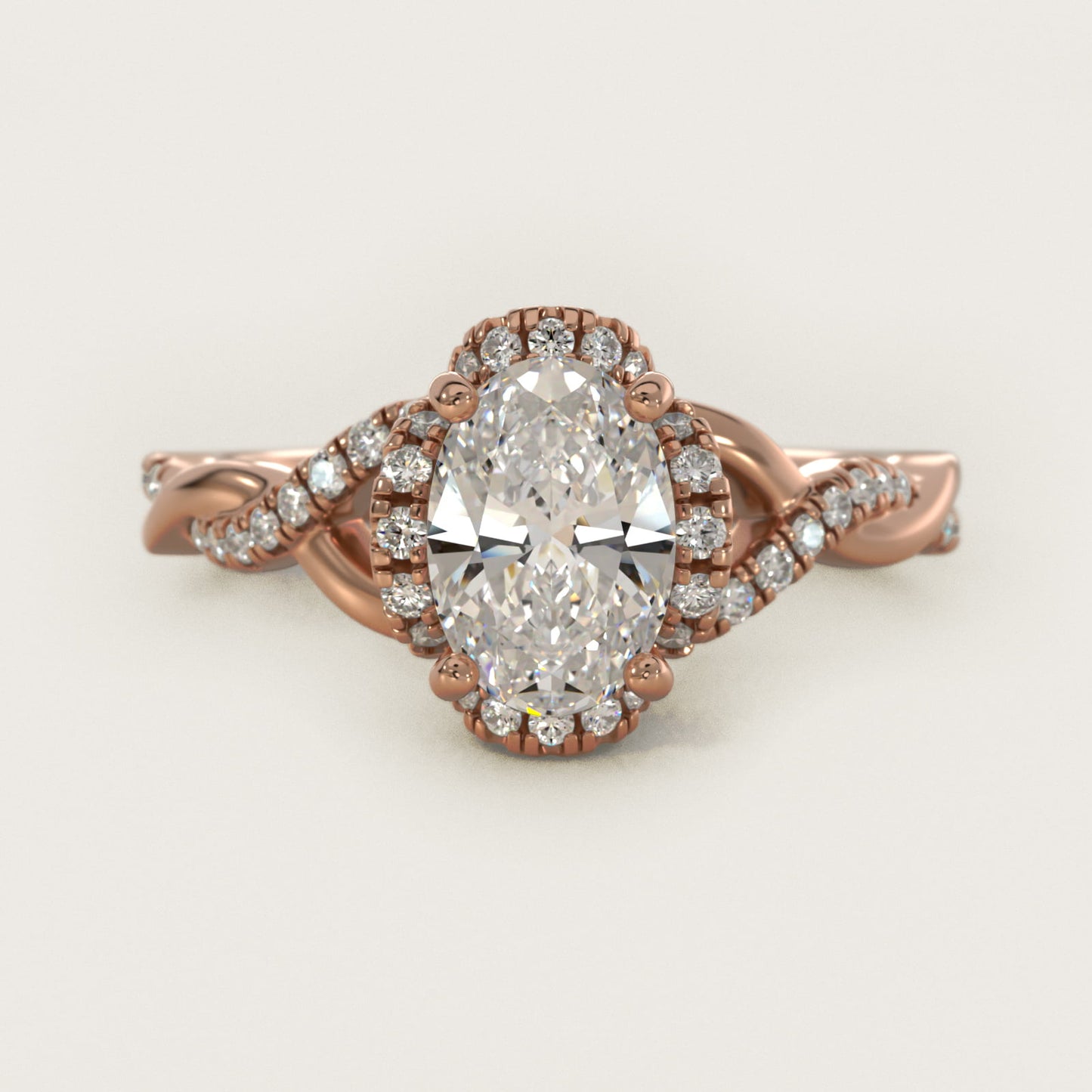 Interlaced PavŽ Halo Vintage-Style Engagement Ring In 14K Rose Gold By James Allen - Oval Center