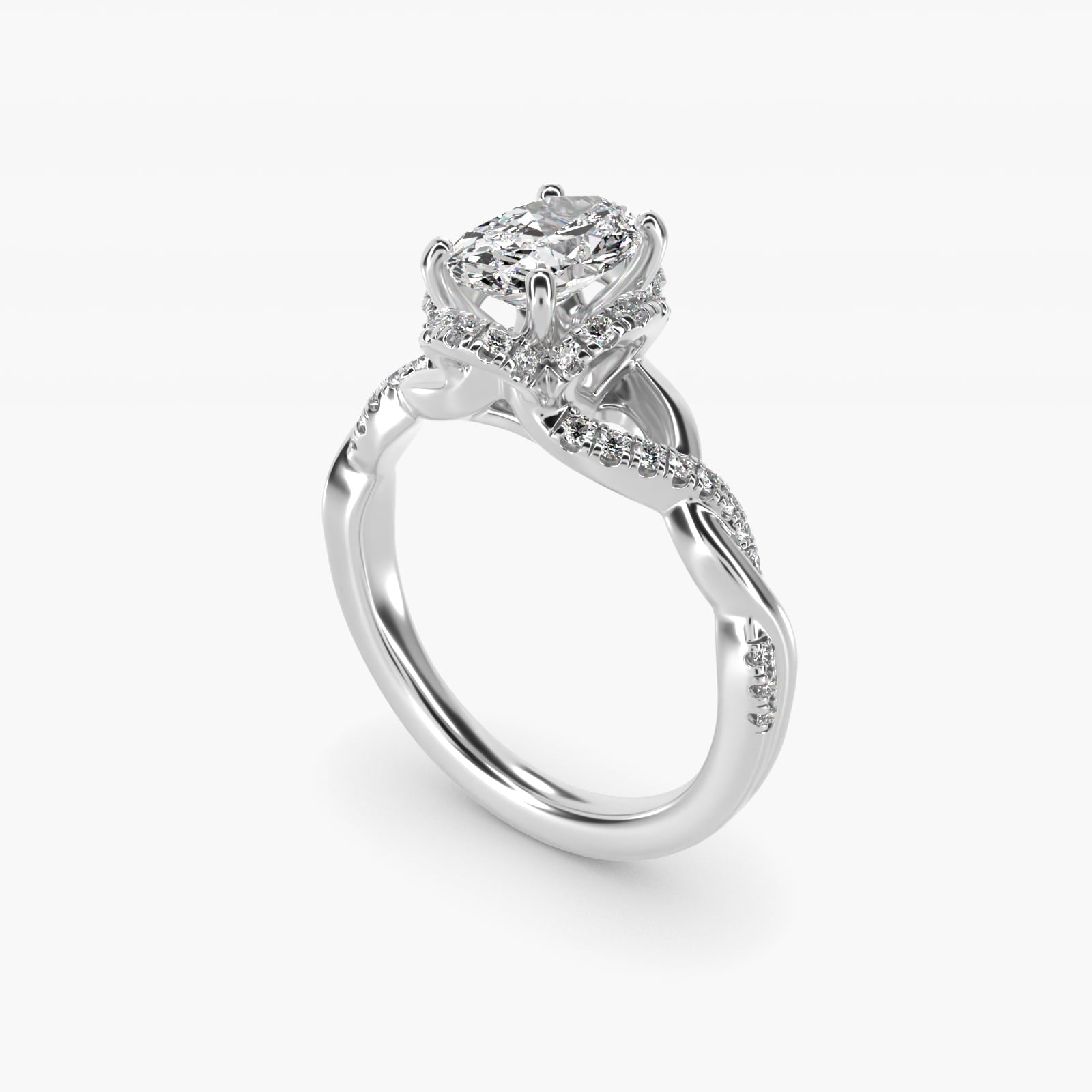 Interlaced PavŽ Halo Vintage-Style Engagement Ring In 18k White Gold By James Allen - Oval Center
