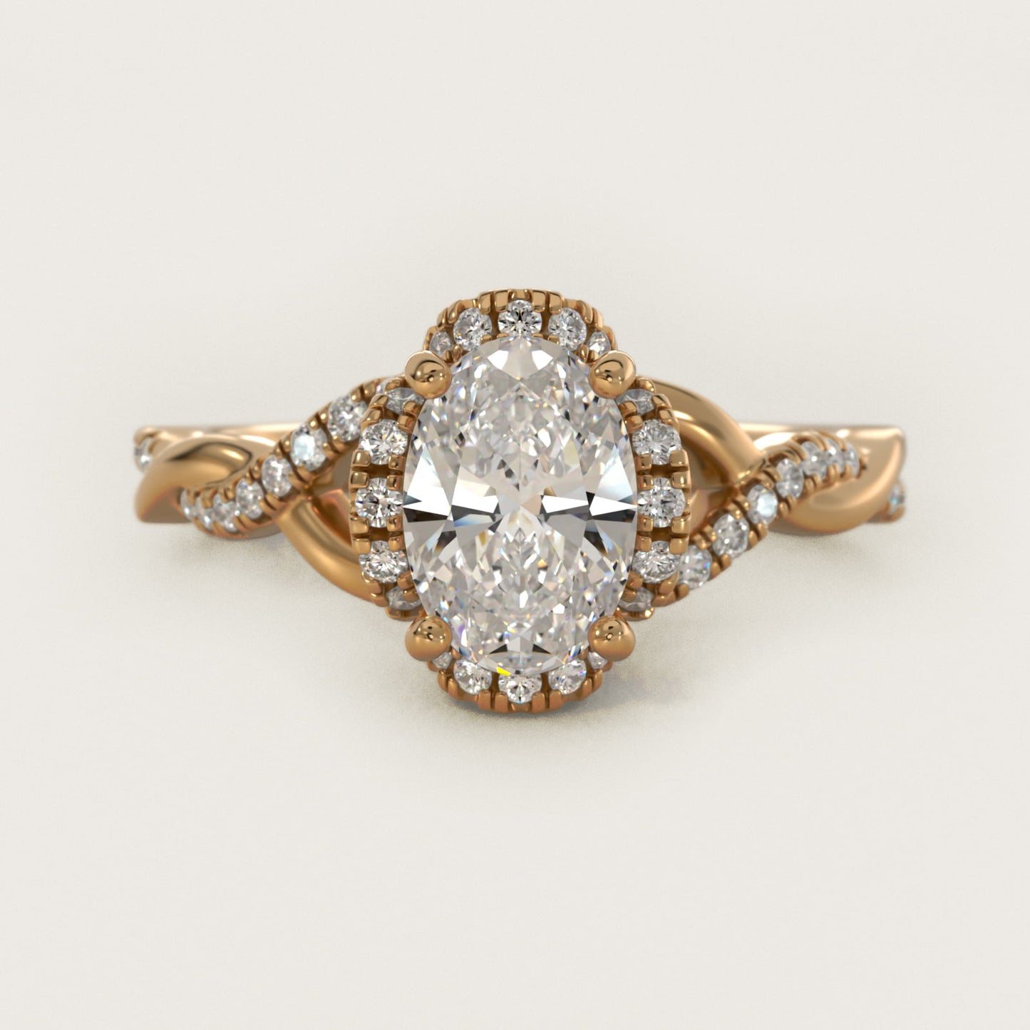 Interlaced PavŽ Halo Vintage-Style Engagement Ring In 14K Yellow Gold By James Allen - Oval Center