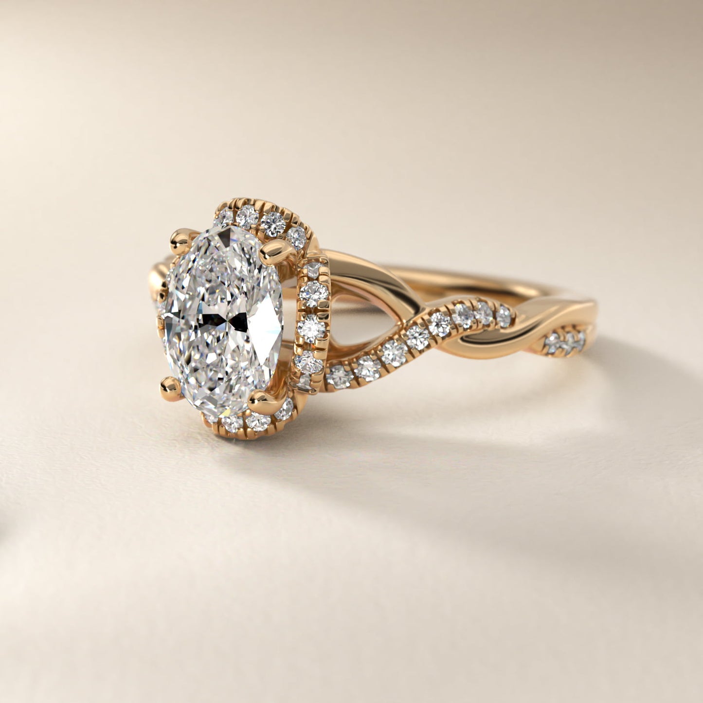 Interlaced PavŽ Halo Vintage-Style Engagement Ring In 18k Yellow Gold By James Allen - Oval Center