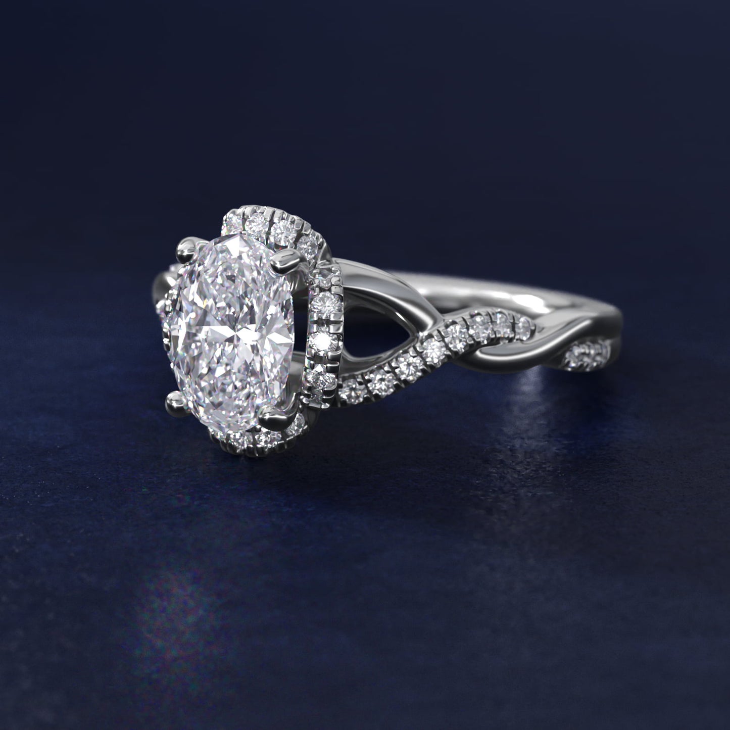Interlaced PavŽ Halo Vintage-Style Engagement Ring In Platinum By James Allen - Oval Center