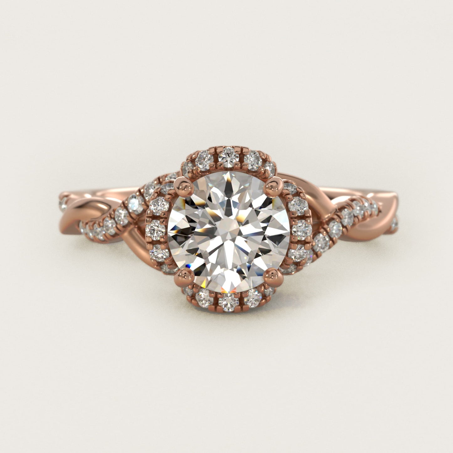 Interlaced PavŽ Halo Vintage-Style Engagement Ring In 18k Rose Gold By James Allen - Round Center