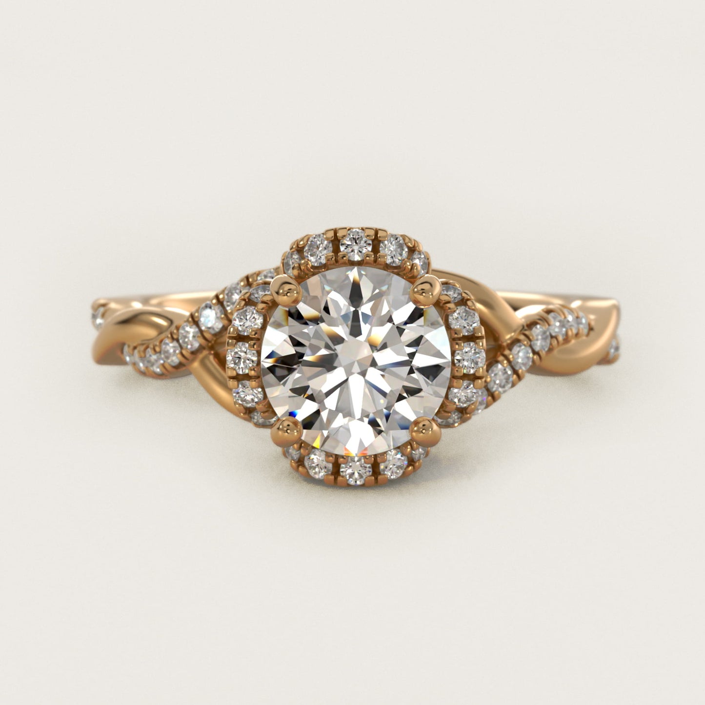Interlaced PavŽ Halo Vintage-Style Engagement Ring In 14K Yellow Gold By James Allen - Round Center
