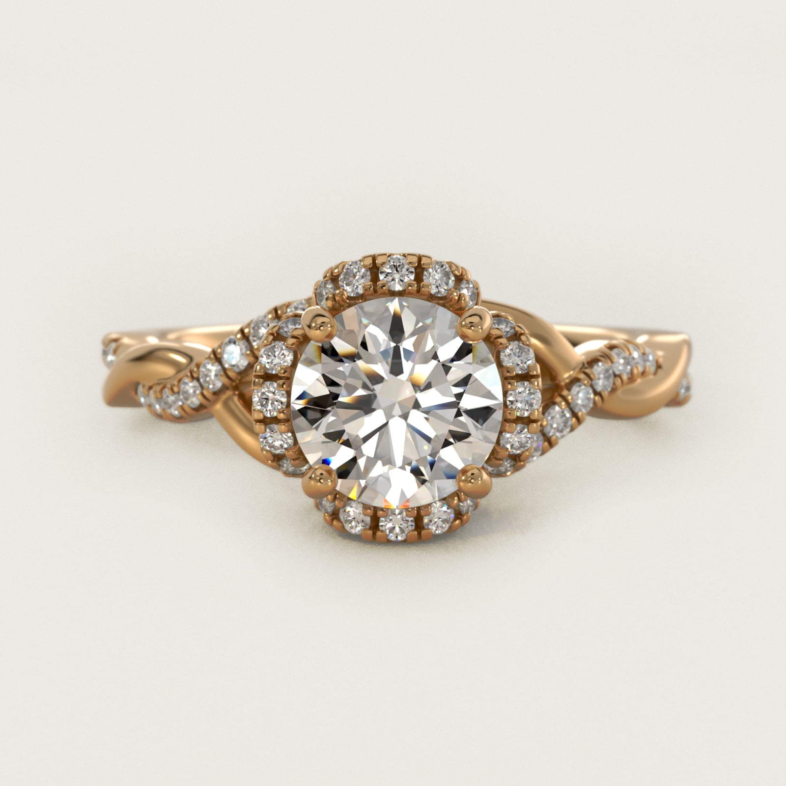 Interlaced PavŽ Halo Vintage-Style Engagement Ring In 18k Yellow Gold By James Allen - Round Center