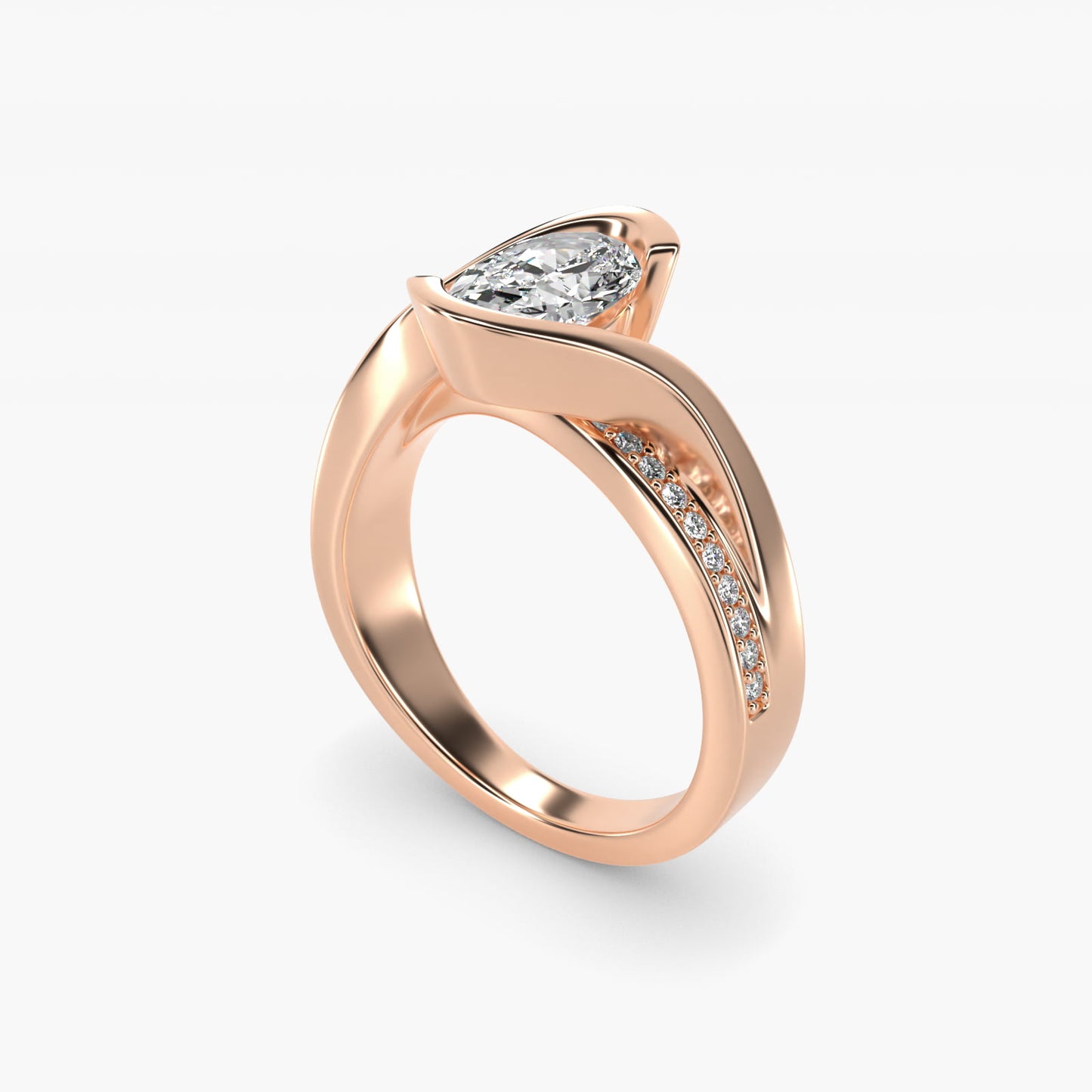 Intertwined Bypass Tension Engagement Ring In 18k Rose Gold By James Allen - Oval Center