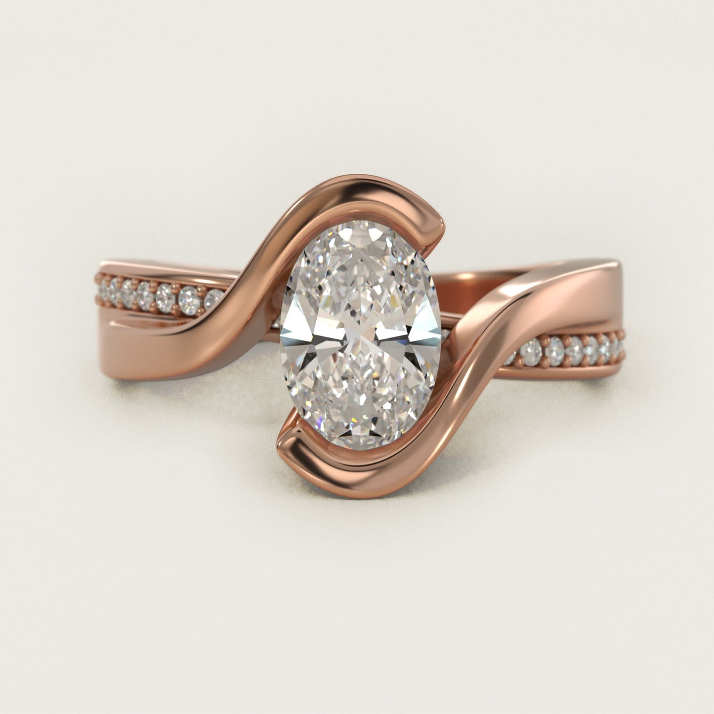 Intertwined Bypass Tension Engagement Ring In 14K Rose Gold By James Allen - Oval Center