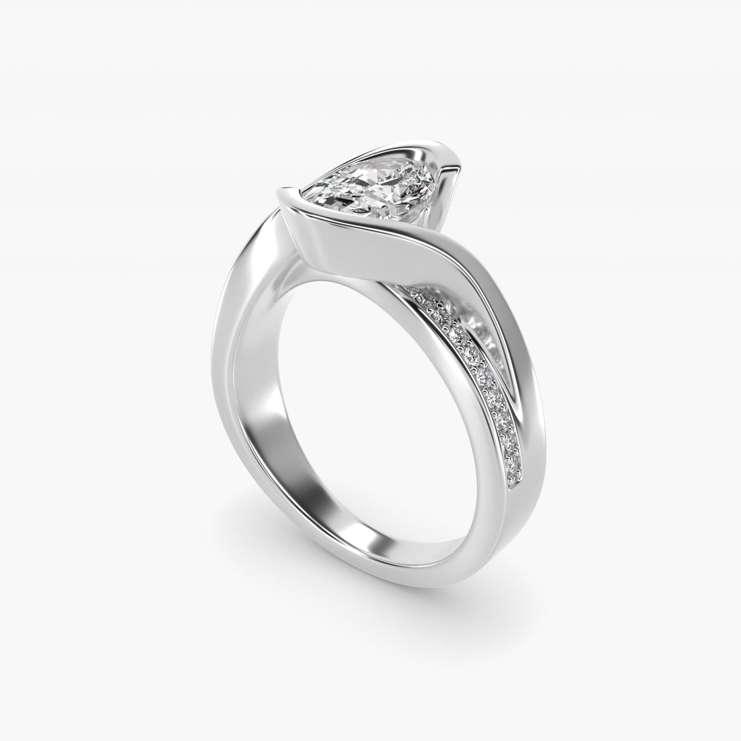 Intertwined Bypass Tension Engagement Ring In 18k White Gold By James Allen - Oval Center