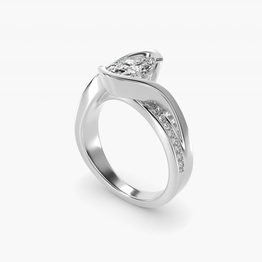 Intertwined Bypass Tension Engagement Ring In 18k White Gold By James Allen - Oval Center