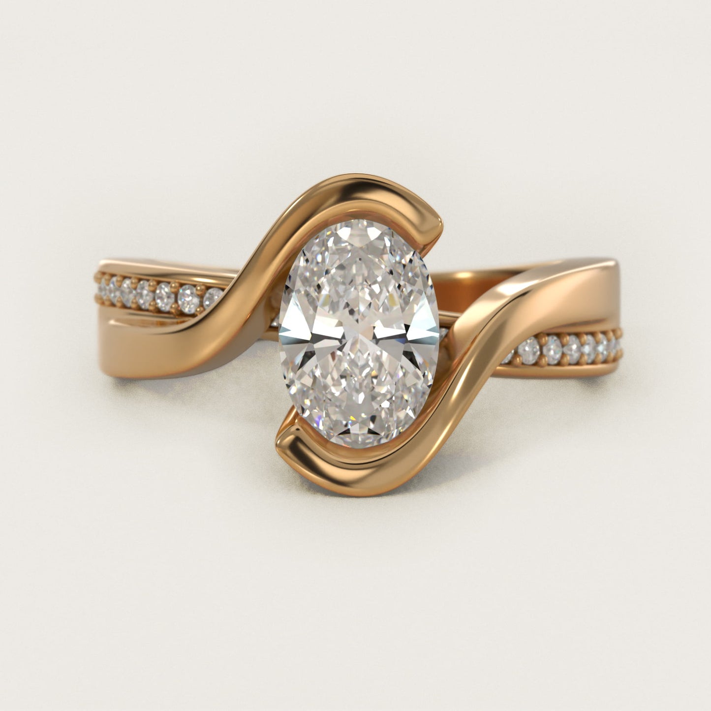 Intertwined Bypass Tension Engagement Ring In 14K Yellow Gold By James Allen - Oval Center