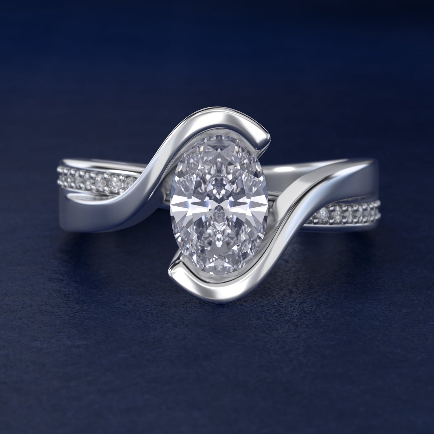 Intertwined Bypass Tension Engagement Ring In Platinum By James Allen - Oval Center