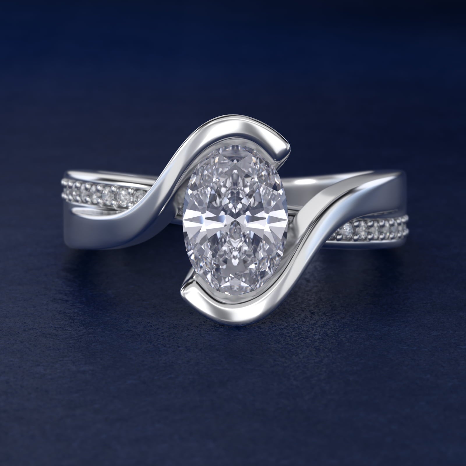Intertwined Bypass Tension Engagement Ring In Platinum By James Allen - Oval Center