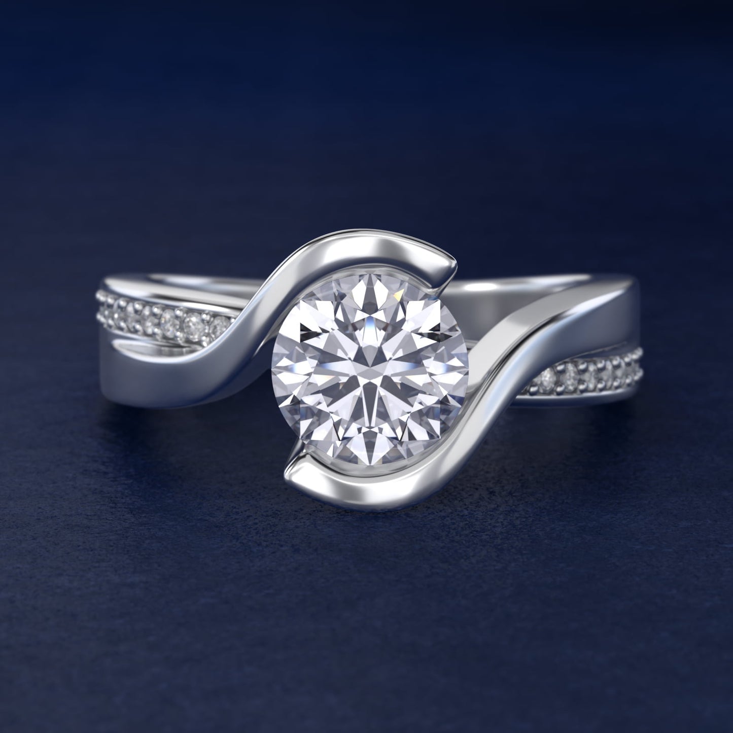 Intertwined Bypass Tension Engagement Ring In Platinum By James Allen - Round Center