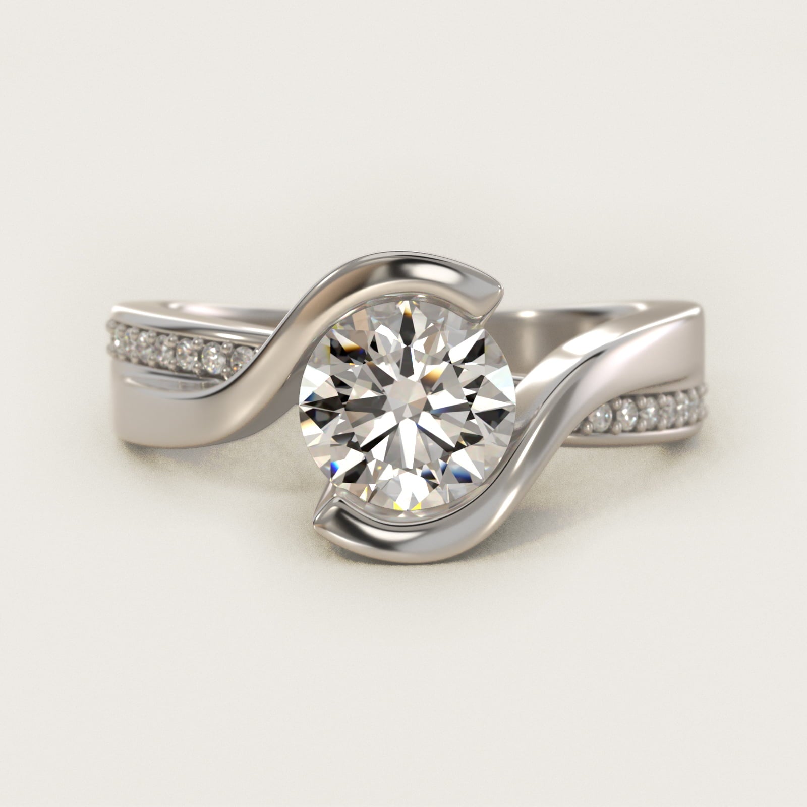 Intertwined Bypass Tension Engagement Ring In Platinum By James Allen - Round Center