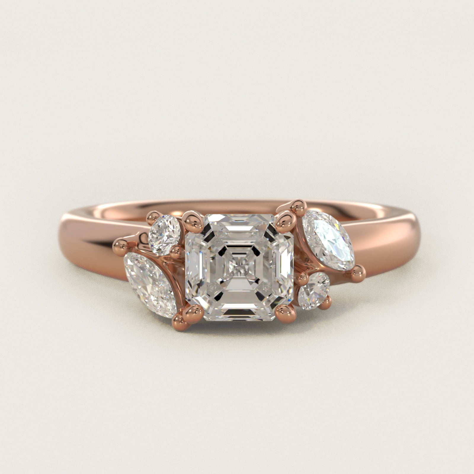 J'adore Le Jardin Diamond Engagement Ring in 18k Rose Gold (1/5 ct. tw.) - Asscher Center