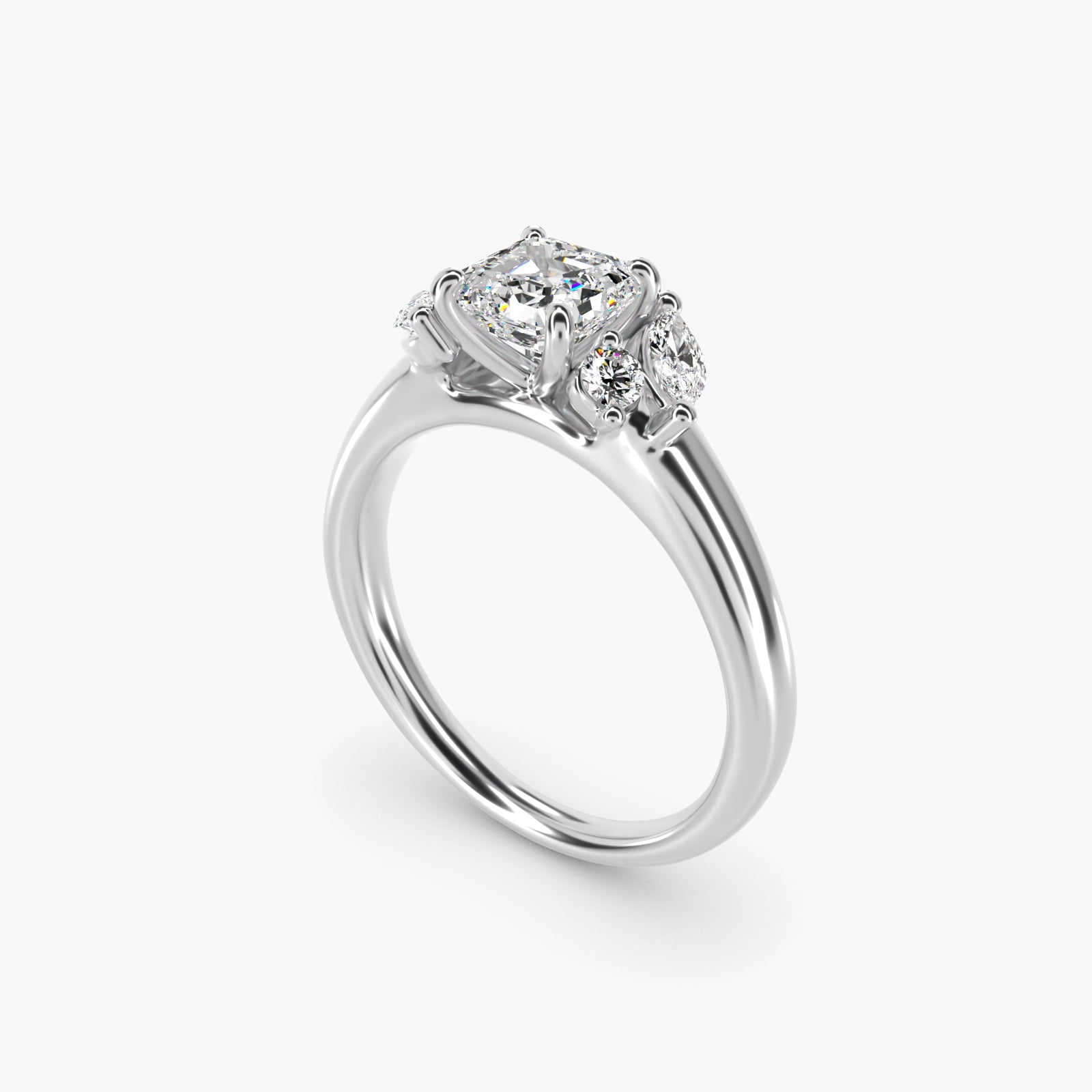 J'adore Le Jardin Diamond Engagement Ring in 14k White Gold (1/5 ct. tw.) - Asscher Center