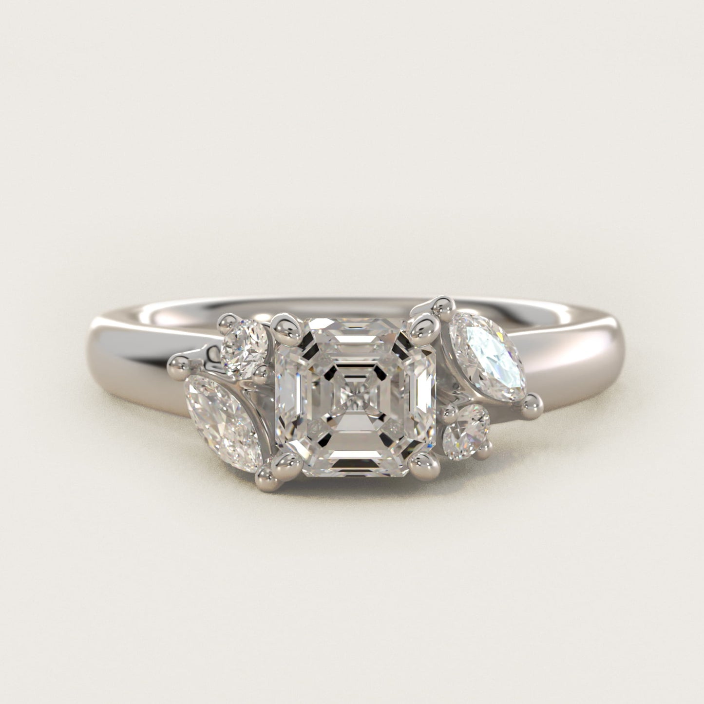 J'adore Le Jardin Diamond Engagement Ring in 18k White Gold (1/5 ct. tw.) - Asscher Center