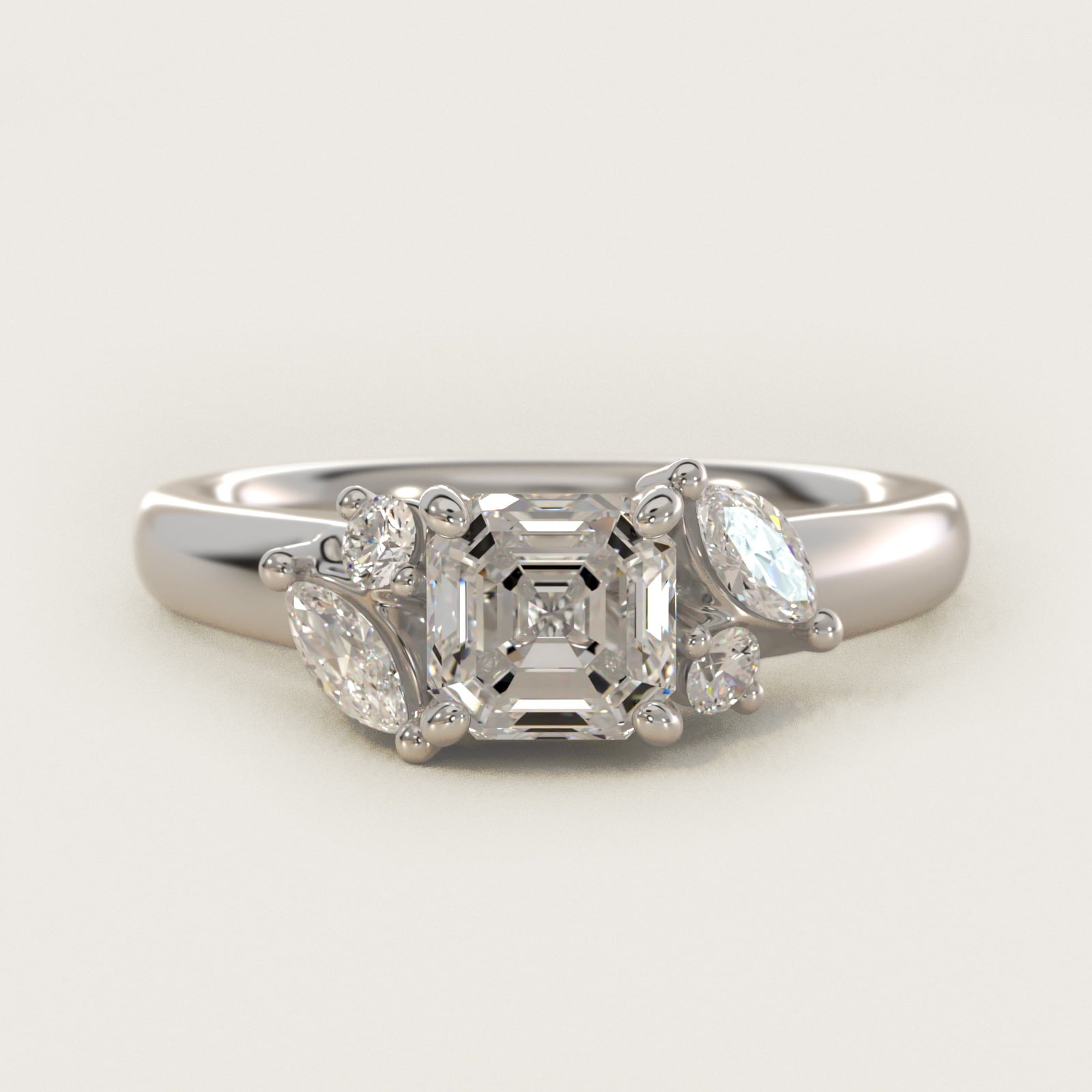 J'adore Le Jardin Diamond Engagement Ring in 18k White Gold (1/5 ct. tw.) - Asscher Center