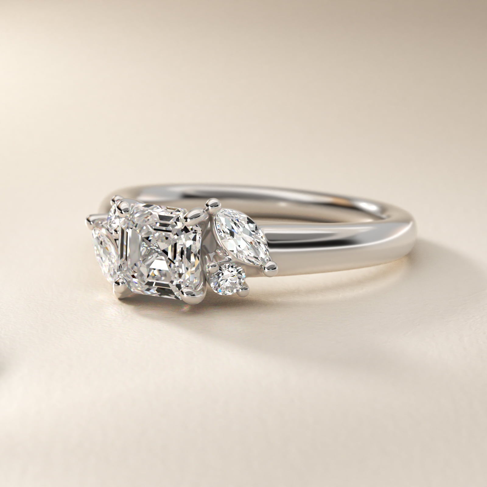 J'adore Le Jardin Diamond Engagement Ring in 14k White Gold (1/5 ct. tw.) - Asscher Center
