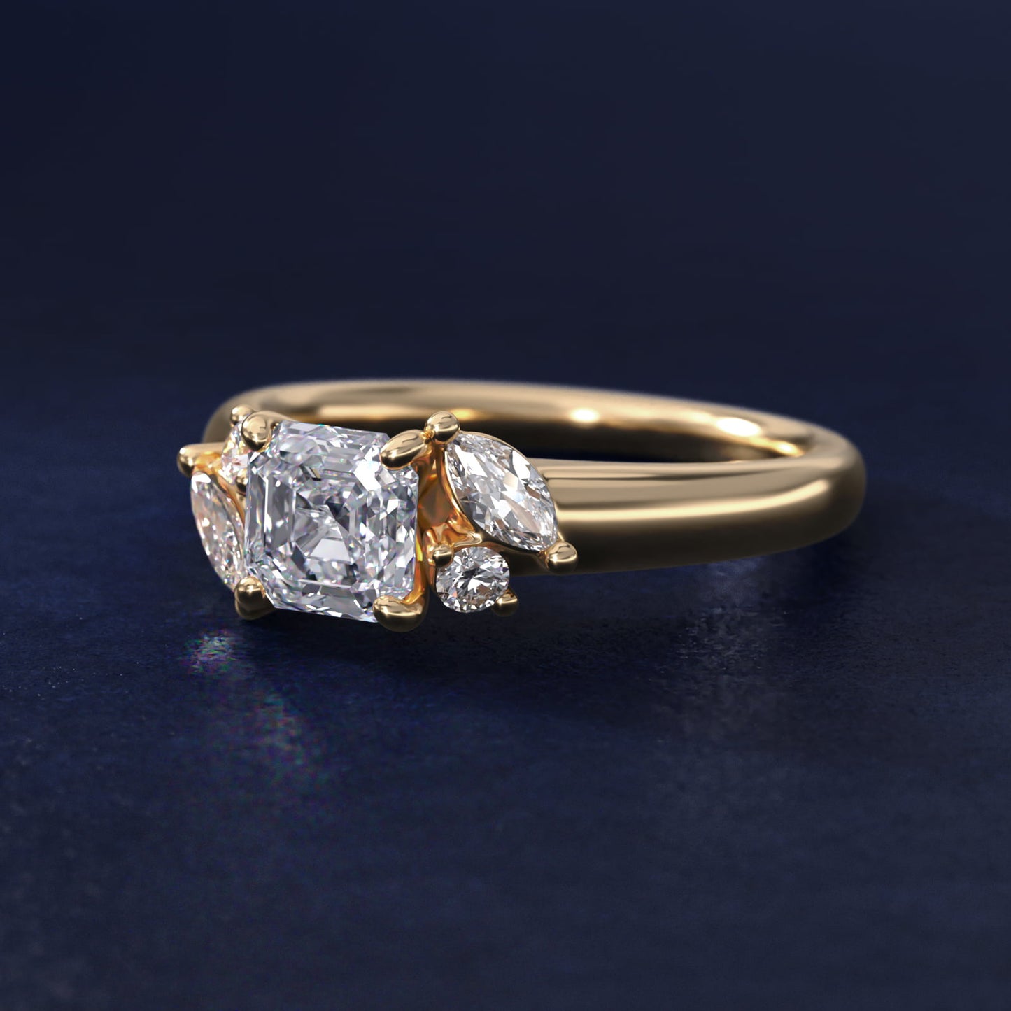 J'adore Le Jardin Diamond Engagement Ring in 18k Yellow Gold (1/5 ct. tw.) - Asscher Center