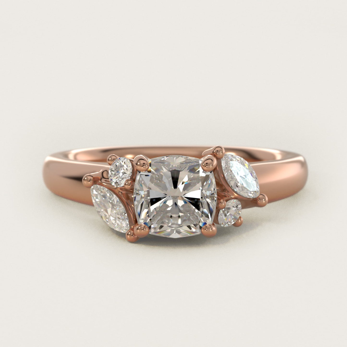 J'adore Le Jardin Diamond Engagement Ring in 18k Rose Gold (1/5 ct. tw.) - Cushion Center