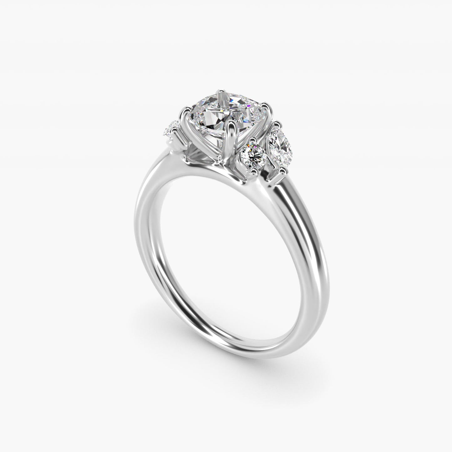 J'adore Le Jardin Diamond Engagement Ring in 18k White Gold (1/5 ct. tw.) - Cushion Center