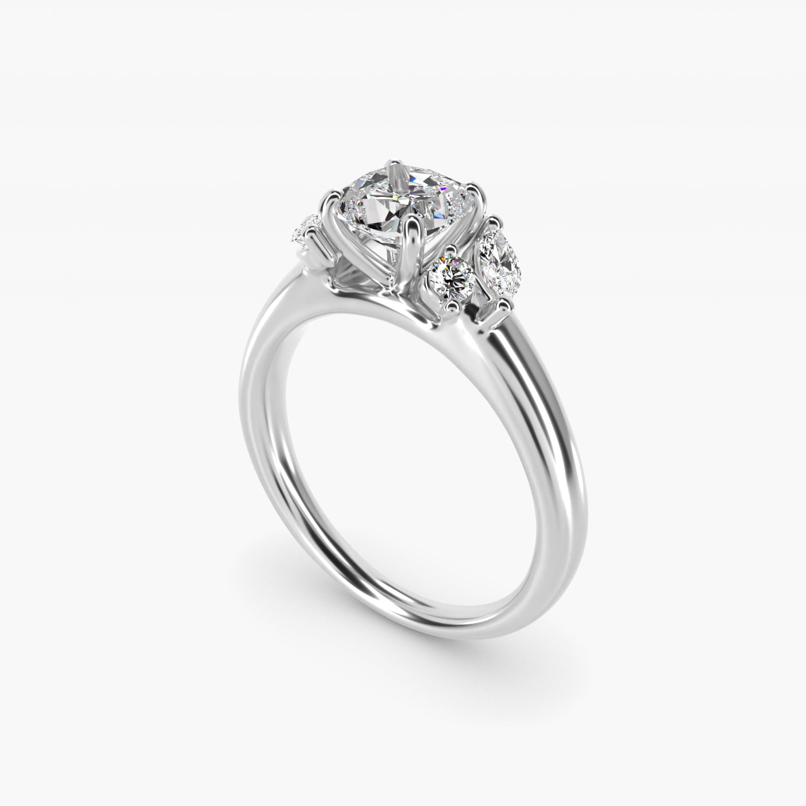 J'adore Le Jardin Diamond Engagement Ring in 18k White Gold (1/5 ct. tw.) - Cushion Center
