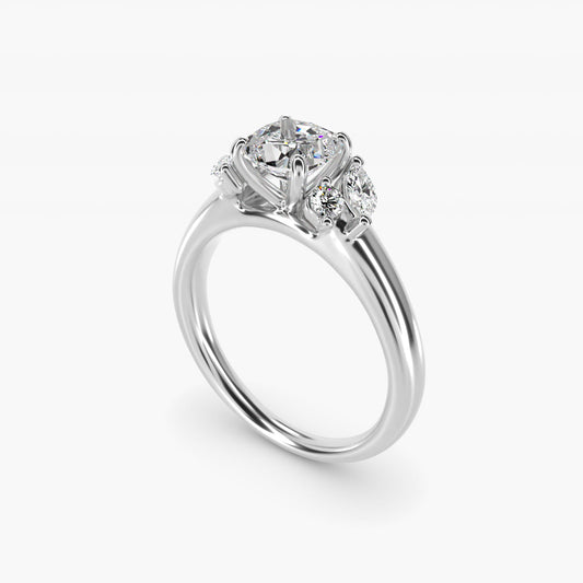 J'adore Le Jardin Diamond Engagement Ring in 18k White Gold (1/5 ct. tw.) - Cushion Center