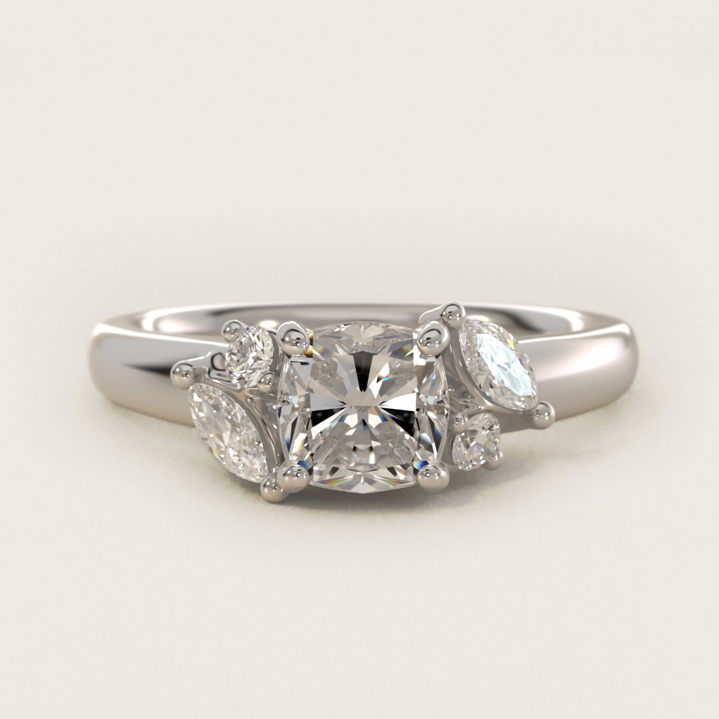 J'adore Le Jardin Diamond Engagement Ring in Platinum (1/5 ct. tw.) - Cushion Center