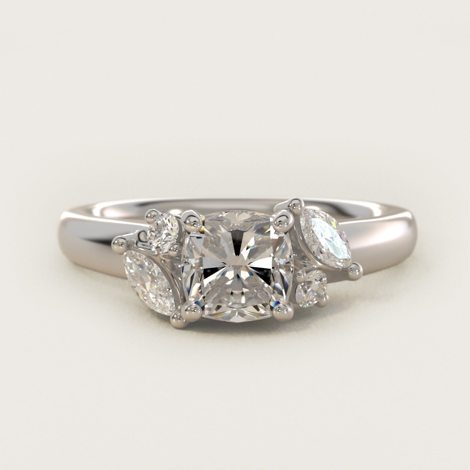 J'adore Le Jardin Diamond Engagement Ring in Platinum (1/5 ct. tw.) - Cushion Center