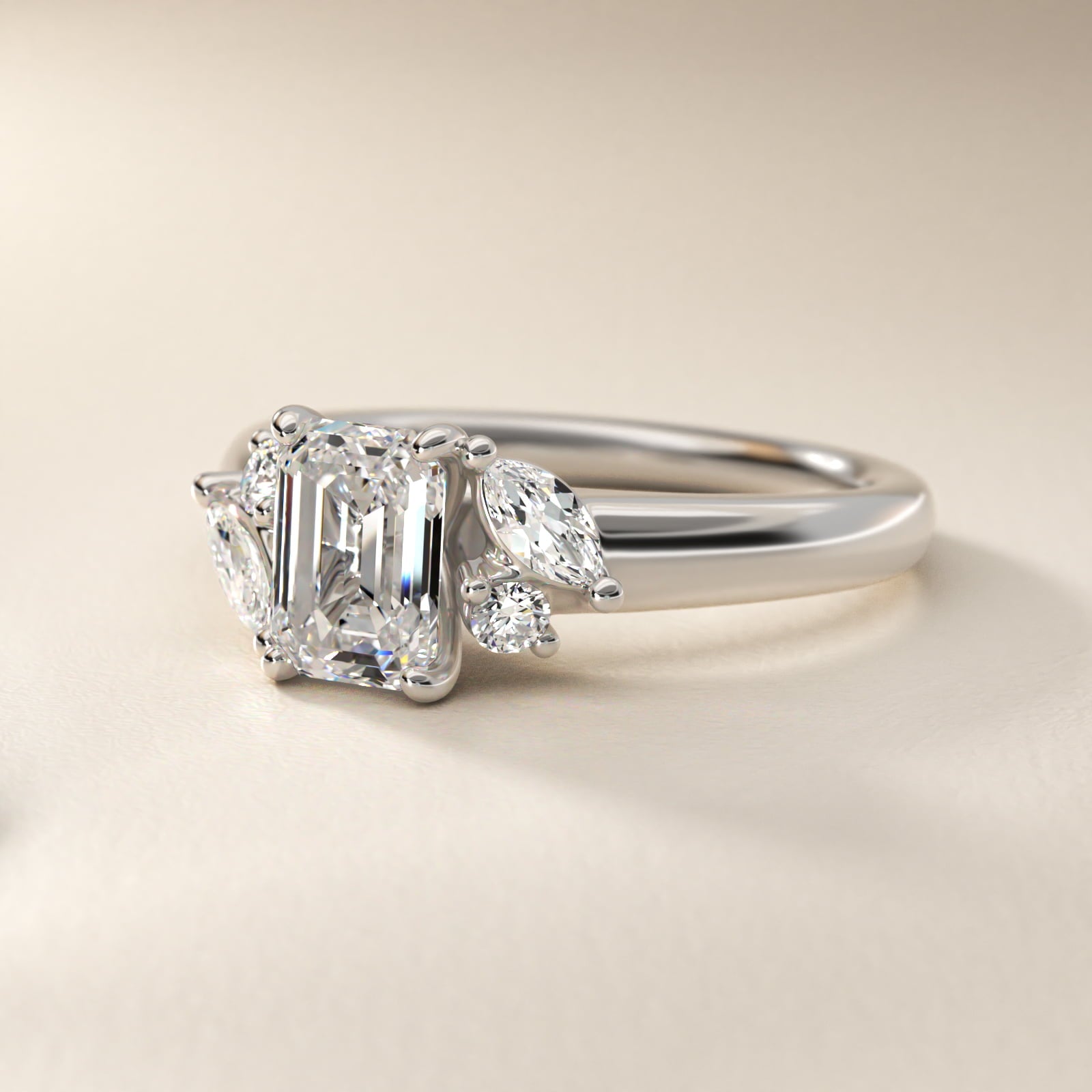 J'adore Le Jardin Diamond Engagement Ring in 14k White Gold (1/5 ct. tw.) - Emerald Center