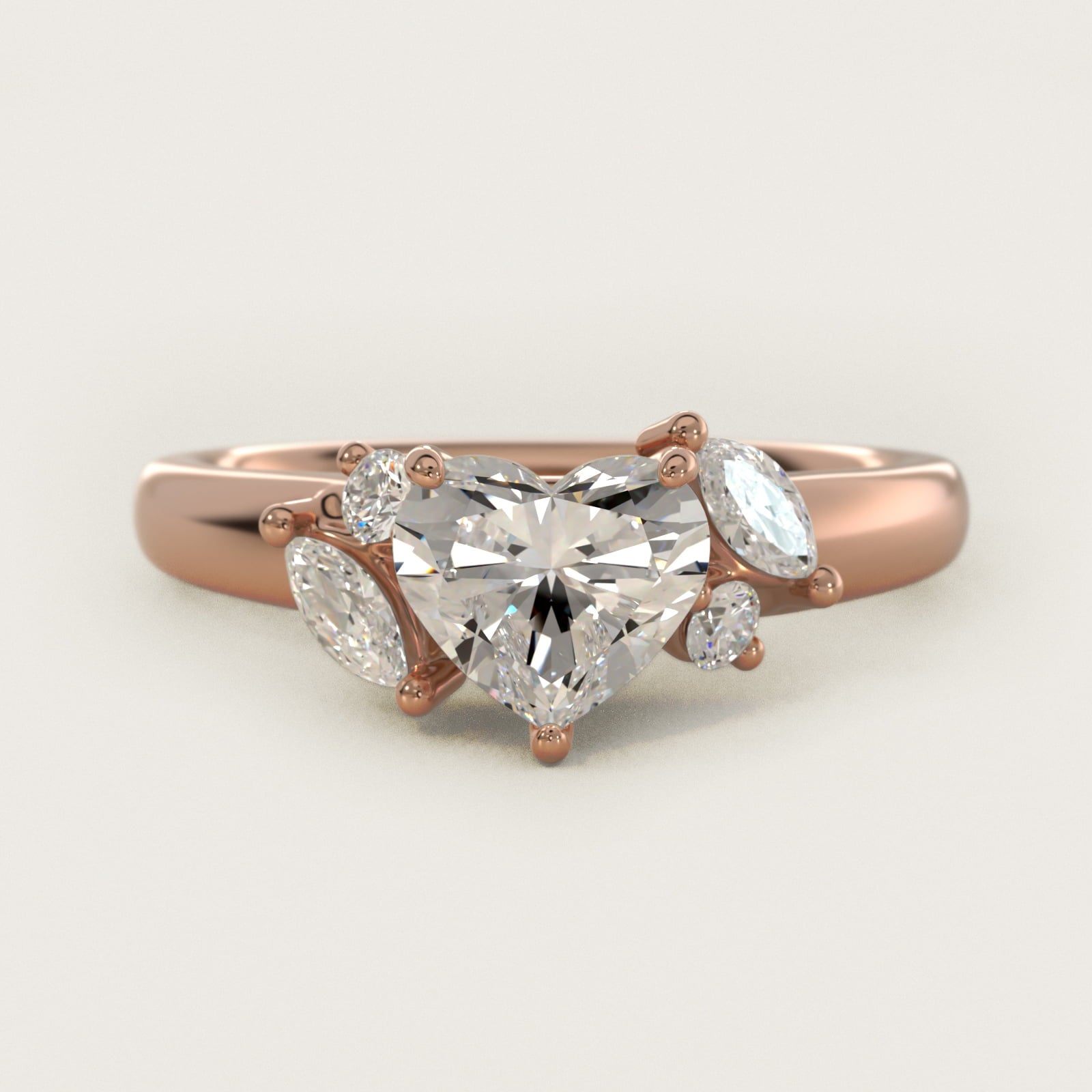 J'adore Le Jardin Diamond Engagement Ring in 18k Rose Gold (1/5 ct. tw.) - Heart Center