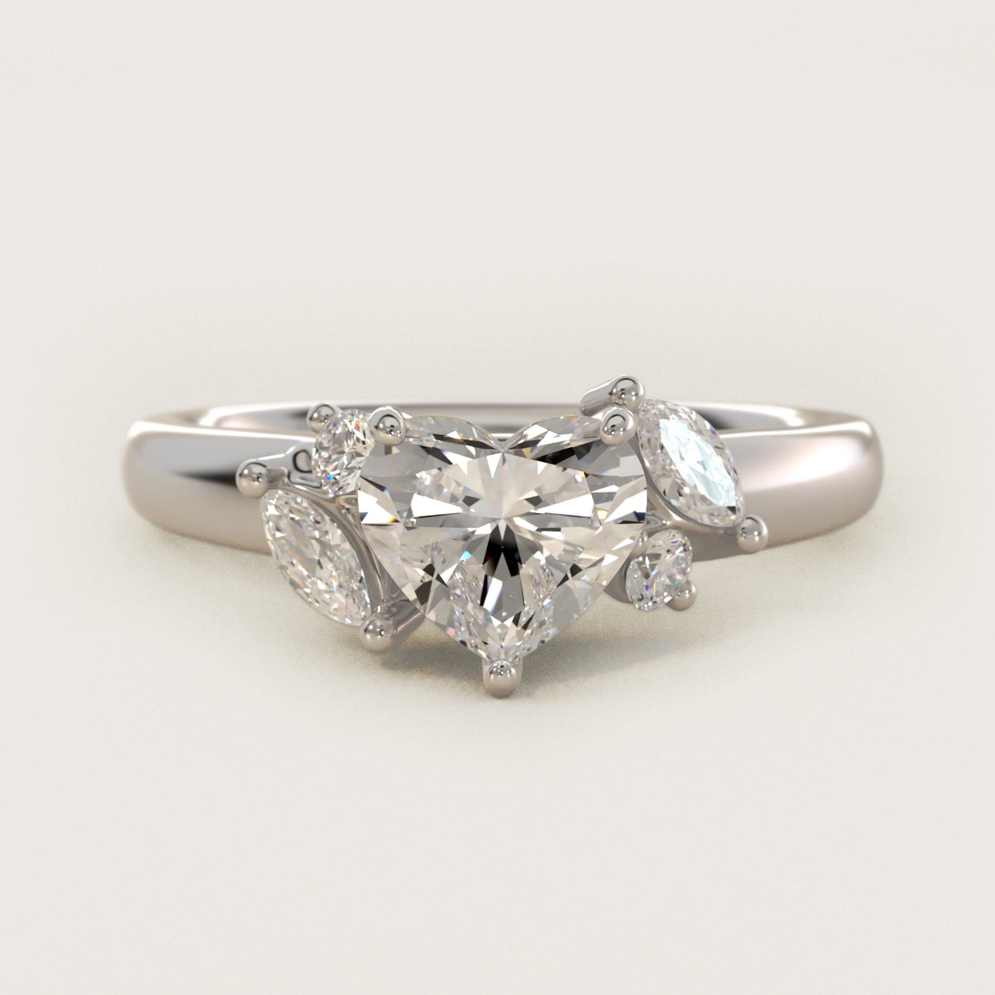 J'adore Le Jardin Diamond Engagement Ring in 14k White Gold (1/5 ct. tw.) - Heart Center