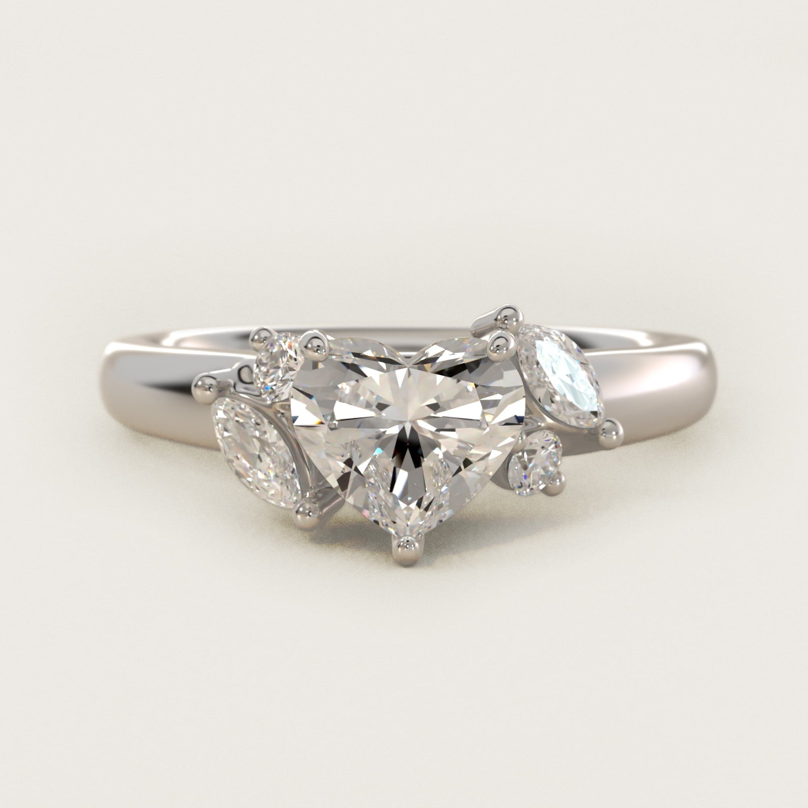J'adore Le Jardin Diamond Engagement Ring in 14k White Gold (1/5 ct. tw.) - Heart Center