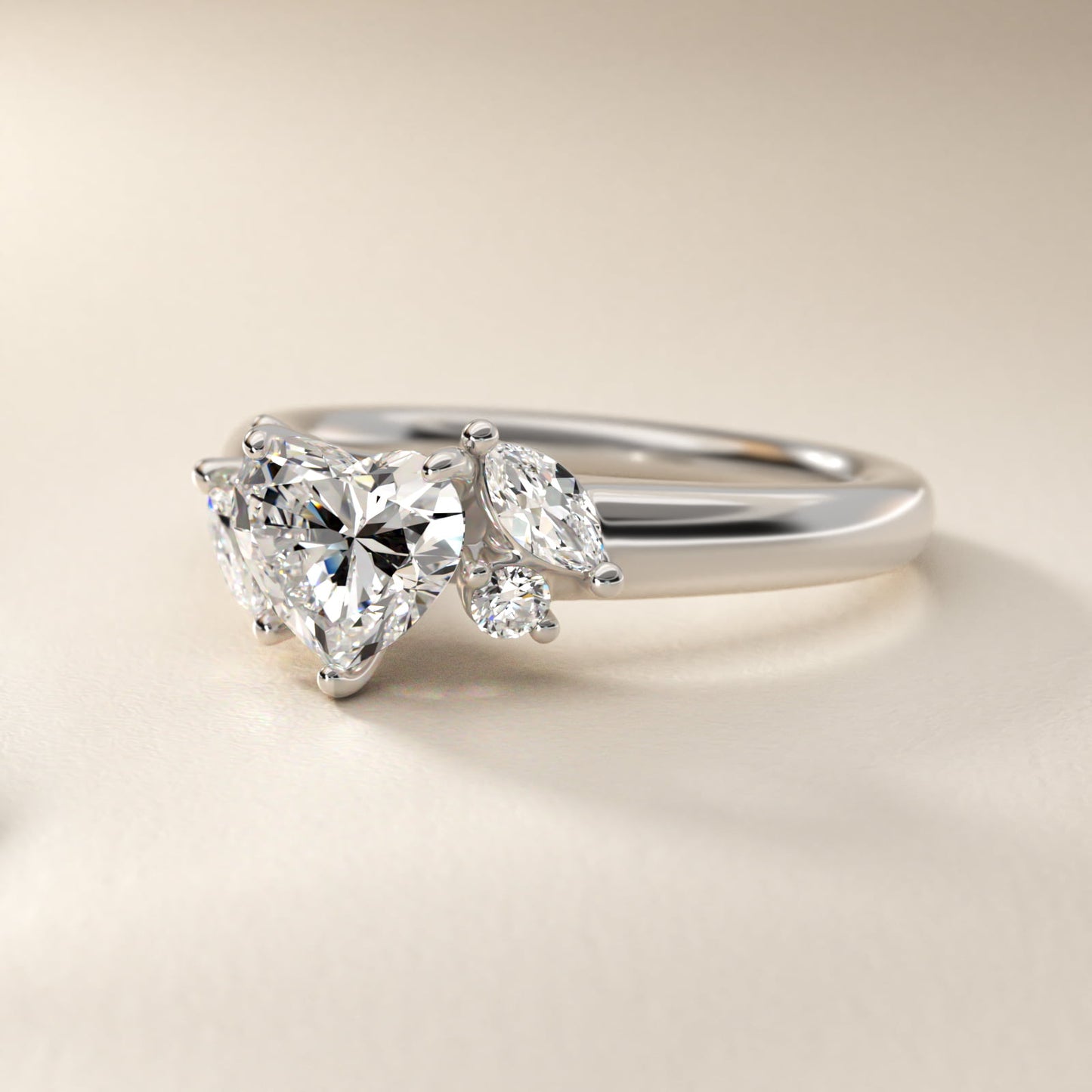 J'adore Le Jardin Diamond Engagement Ring in 14k White Gold (1/5 ct. tw.) - Heart Center