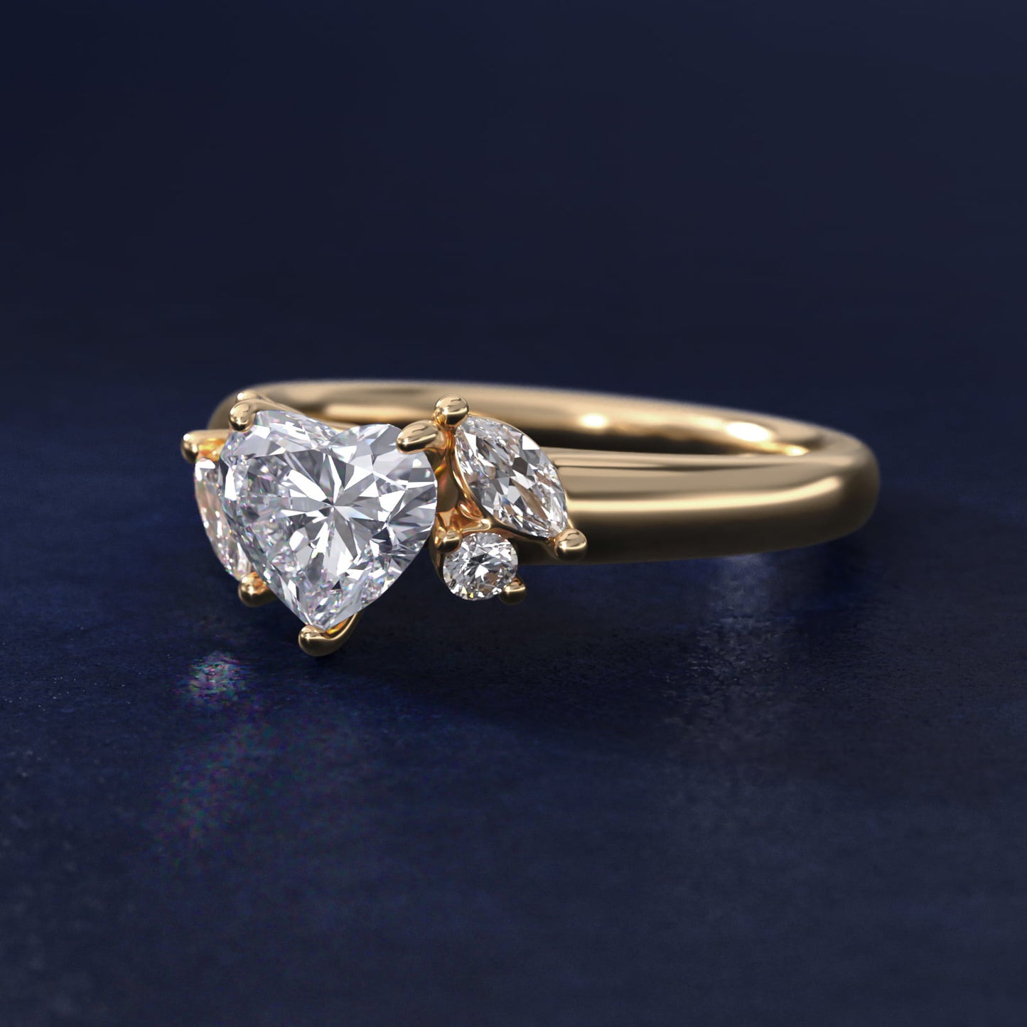 J'adore Le Jardin Diamond Engagement Ring in 18k Yellow Gold (1/5 ct. tw.) - Heart Center