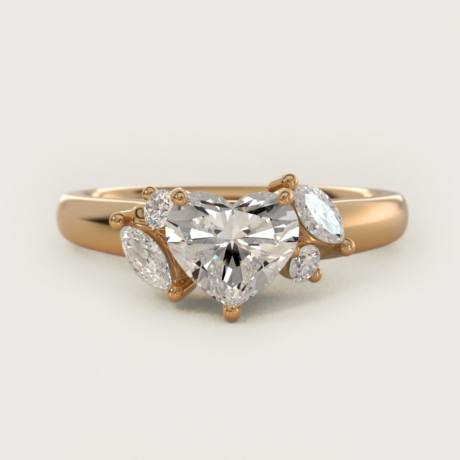 J'adore Le Jardin Diamond Engagement Ring in 18k Yellow Gold (1/5 ct. tw.) - Heart Center