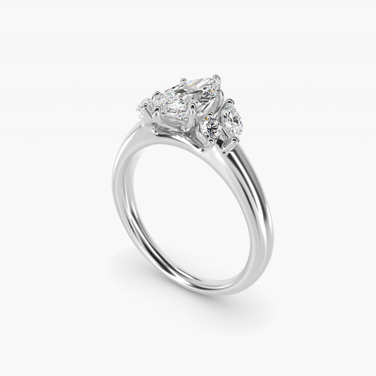 J'adore Le Jardin Diamond Engagement Ring in 18k White Gold (1/5 ct. tw.) - Marquise Center