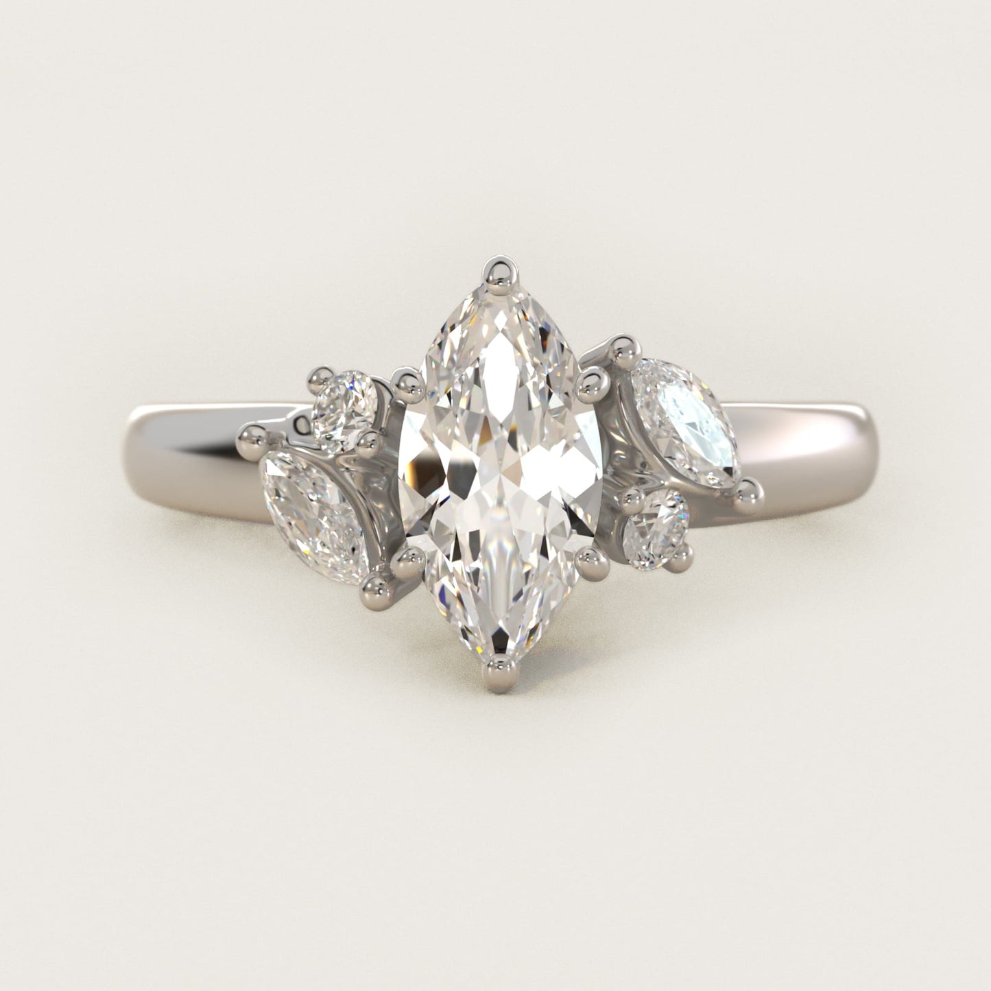 J'adore Le Jardin Diamond Engagement Ring in 18k White Gold (1/5 ct. tw.) - Marquise Center