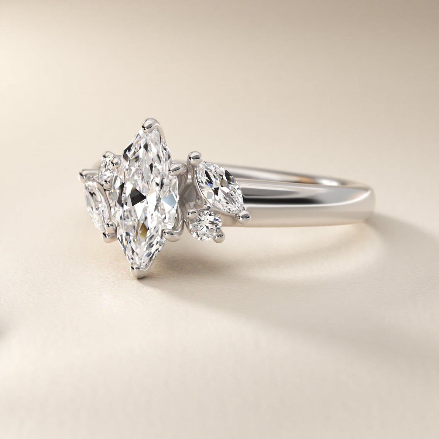 J'adore Le Jardin Diamond Engagement Ring in 14k White Gold (1/5 ct. tw.) - Marquise Center