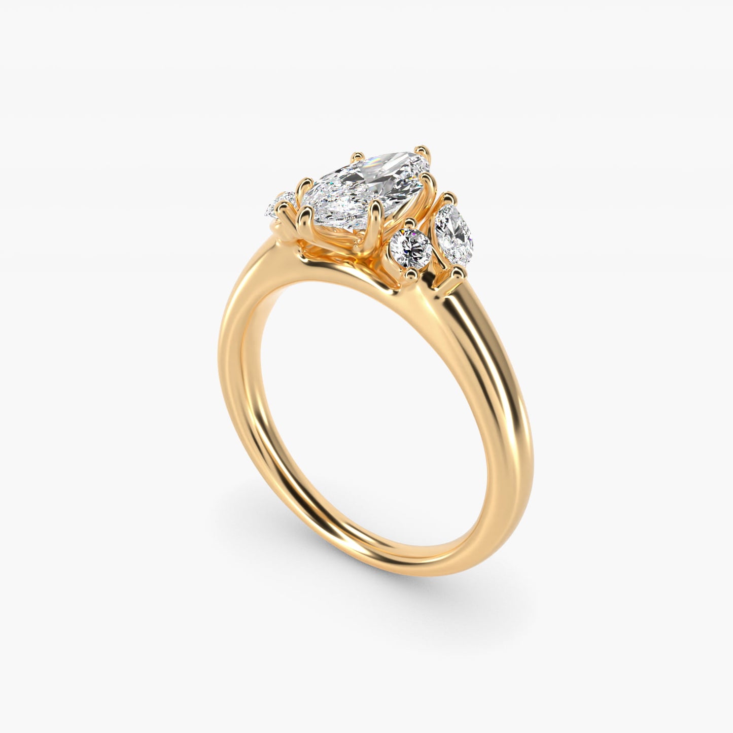 J'adore Le Jardin Diamond Engagement Ring in 18k Yellow Gold (1/5 ct. tw.) - Marquise Center
