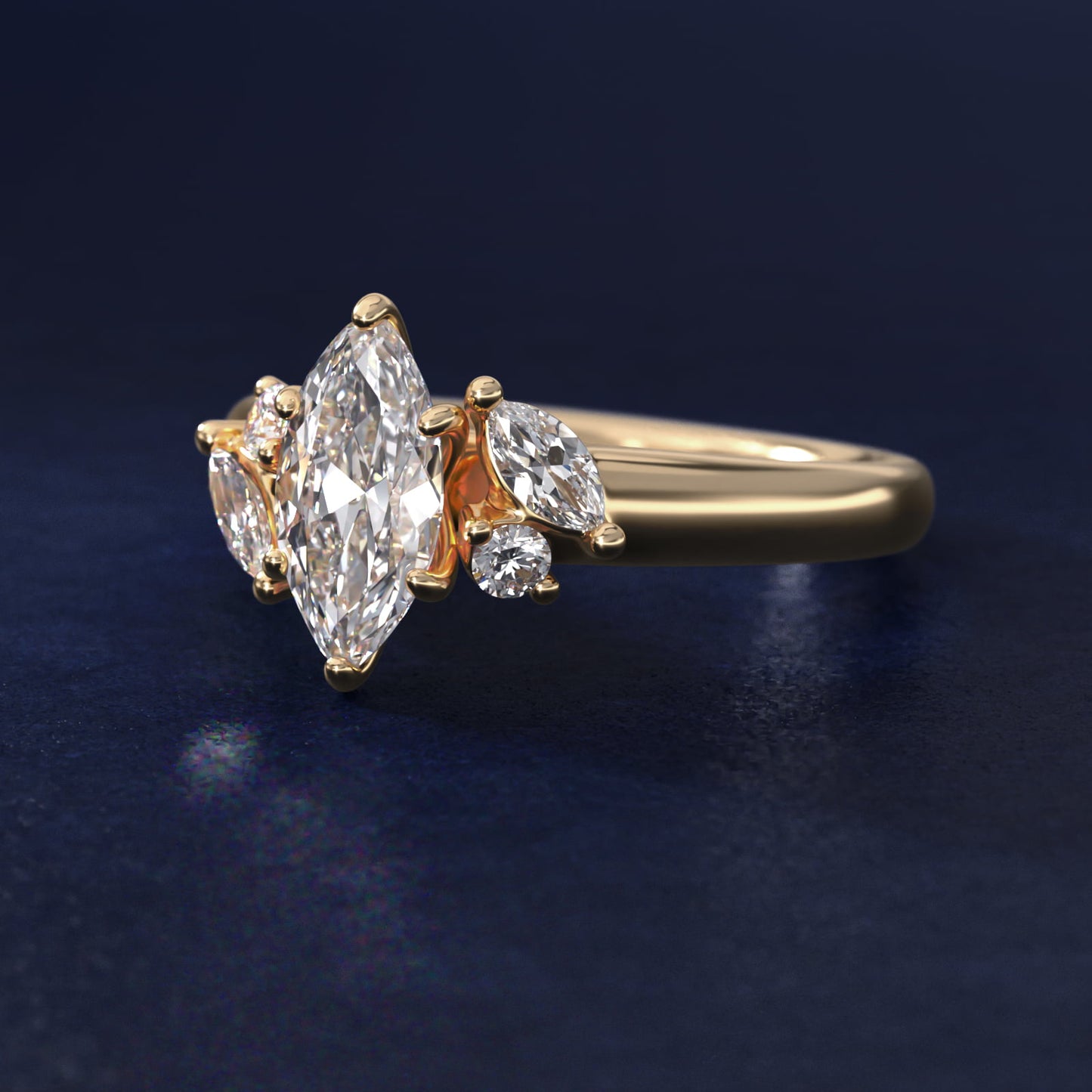 J'adore Le Jardin Diamond Engagement Ring in 14k Yellow Gold (1/5 ct. tw.) - Marquise Center